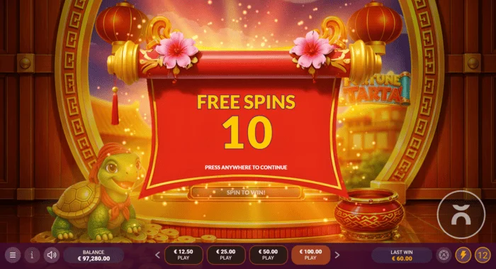 Fortune Tarta - Pusingan Free Spins dicetuskan